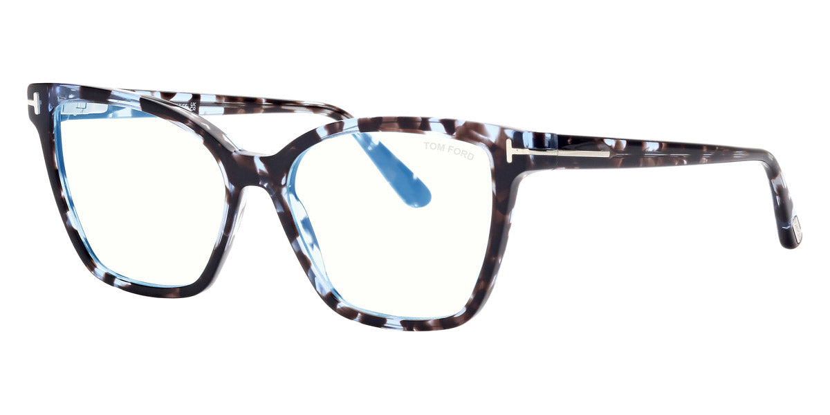 Tom Ford® FT5812-B FT5812-B 055 53 - 055 - Blue Havana, t" Logo/ Blue Block Lenses" Eyeglasses