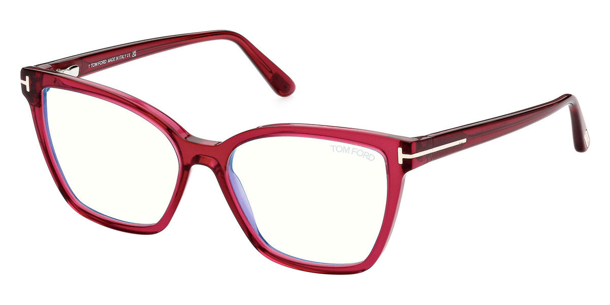 Tom Ford® FT5812-B FT5812-B 074 53 - 074 - Transparent Fuchsia,  t" Logo/ Blue Block Lenses" Eyeglasses