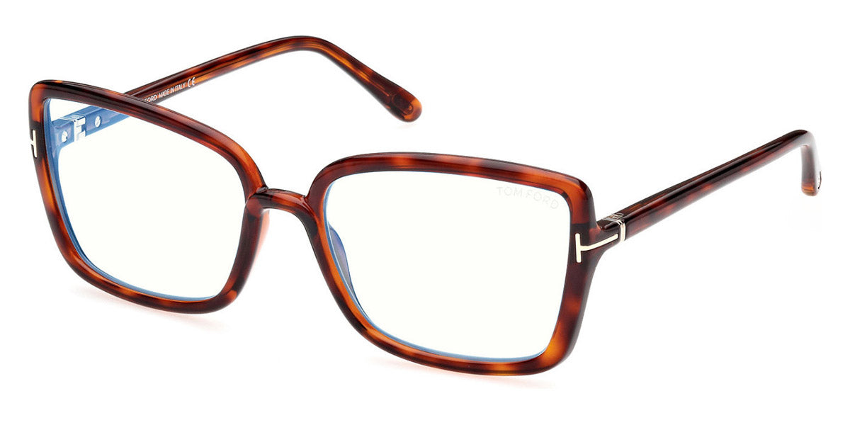 Tom Ford® FT5813-B FT5813-B 054 56 - Shiny Auburn Havana/T Logo Eyeglasses