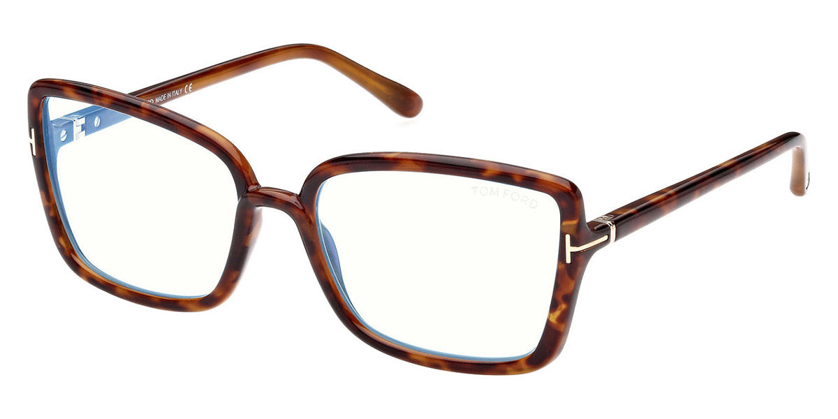 Tom Ford® FT5813-B FT5813-B 055 56 - Shiny Vintage Havana/T Logo Eyeglasses