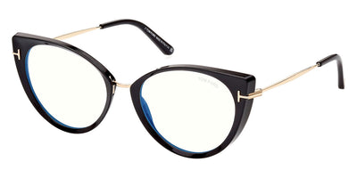 Tom Ford® FT5815-B FT5815-B 001 54 - Shiny Black/Rose Gold/T Logo Eyeglasses