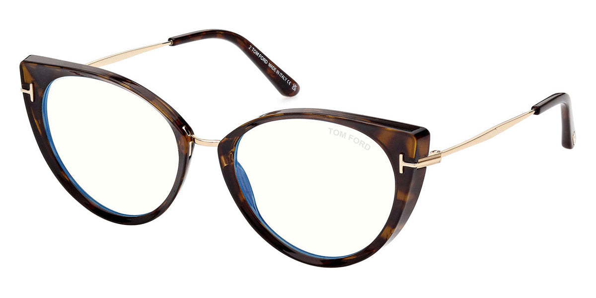 Tom Ford® FT5815-B FT5815-B 052 54 - Shiny Classic Dark Havana/Rose Gold/T Logo Eyeglasses