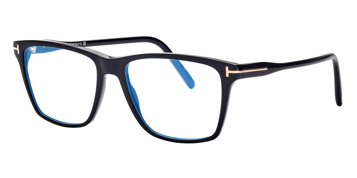 Tom Ford® FT5817-B FT5817-B 001 56 - 001 - Shiny Black,  t" Logo / Blue Block Lenses" Eyeglasses
