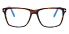 Tom Ford® FT5817-B FT5817-B 052 56 - 052 - Shiny Dark Havana, t" Logo / Blue Block Lenses" Eyeglasses