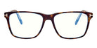 Tom Ford® FT5817-B FT5817-B 055 56 - 055 - Shiny Bilayer Transp Blue & Classic Havana, t" Logo/blue Block Lenses" Eyeglasses