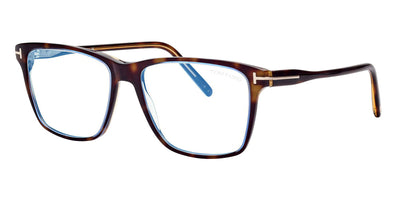 Tom Ford® FT5817-B FT5817-B 055 56 - 055 - Shiny Bilayer Transp Blue & Classic Havana, t" Logo/blue Block Lenses" Eyeglasses