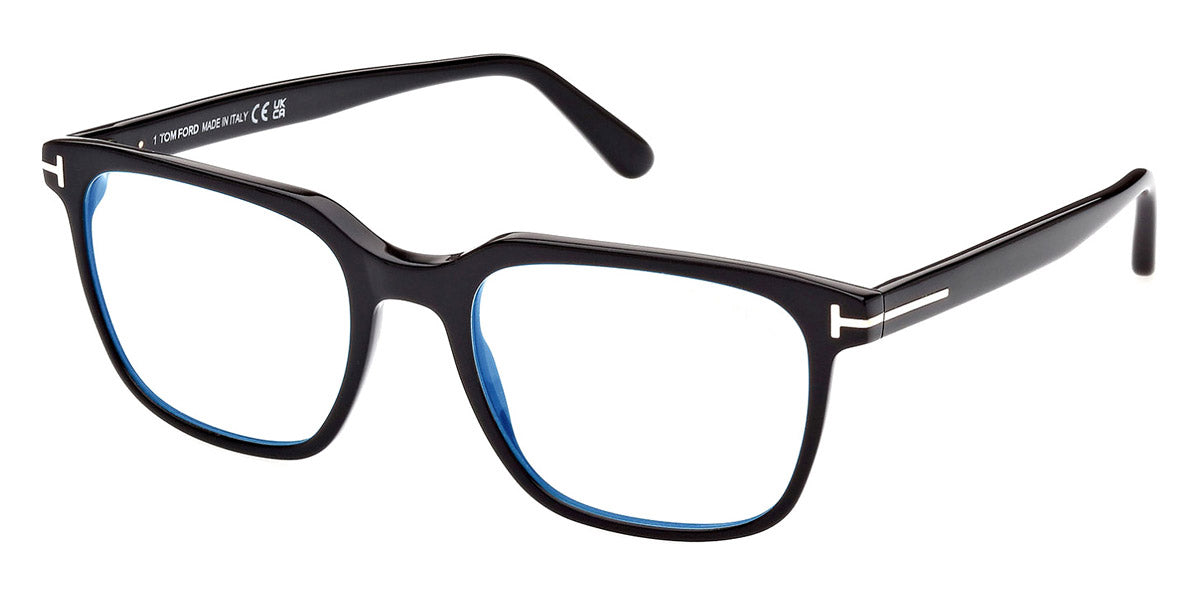 Tom Ford® FT5818-F-B FT5818-F-B 001 53 - 001 - Shiny Black  t" Logo / Blue Block Lenses" Eyeglasses