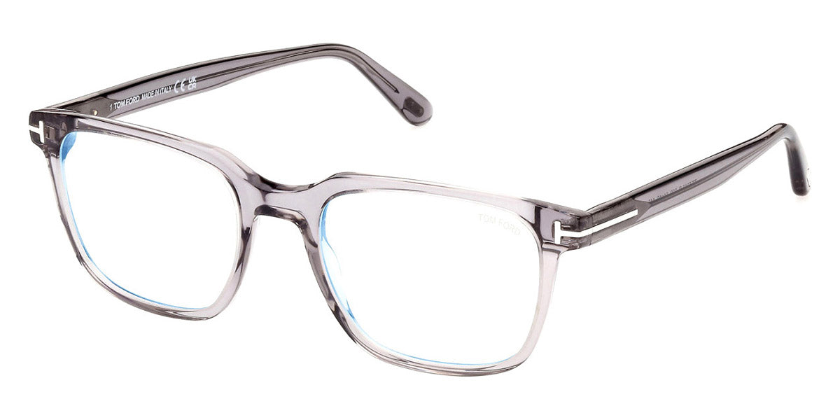 Tom Ford® FT5818-F-B FT5818-F-B 020 53 - 020 - Shiny Transparent Grey, t" Logo / Blue Block Lenses" Eyeglasses