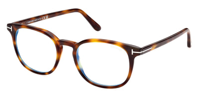 Tom Ford® FT5819-B FT5819-B 053 52 - 053 - Shiny Blonde Havana, t" Logo / Blue Block Lenses" Eyeglasses