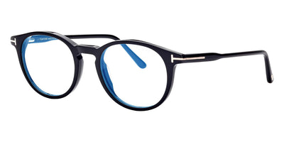 Tom Ford® FT5823-H-B FT5823-H-B 001 50 - 001 - Shiny Black / Blue Block Lenses With Sun Clip Eyeglasses