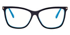 Tom Ford® FT5824-B FT5824-B 001 56 - 001 - Shiny Black / Blue Block Lenses With Sun Clip Eyeglasses