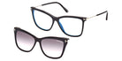 Tom Ford® FT5824-B FT5824-B 001 56 - 001 - Shiny Black / Blue Block Lenses With Sun Clip Eyeglasses