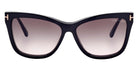 Tom Ford® FT5824-B FT5824-B 001 56 - 001 - Shiny Black / Blue Block Lenses With Sun Clip Eyeglasses