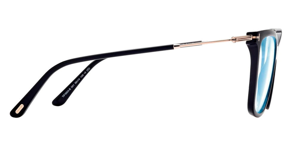 Tom Ford® FT5824-B FT5824-B 001 56 - 001 - Shiny Black / Blue Block Lenses With Sun Clip Eyeglasses