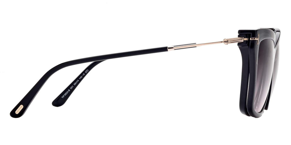 Tom Ford® FT5824-B FT5824-B 001 56 - 001 - Shiny Black / Blue Block Lenses With Sun Clip Eyeglasses