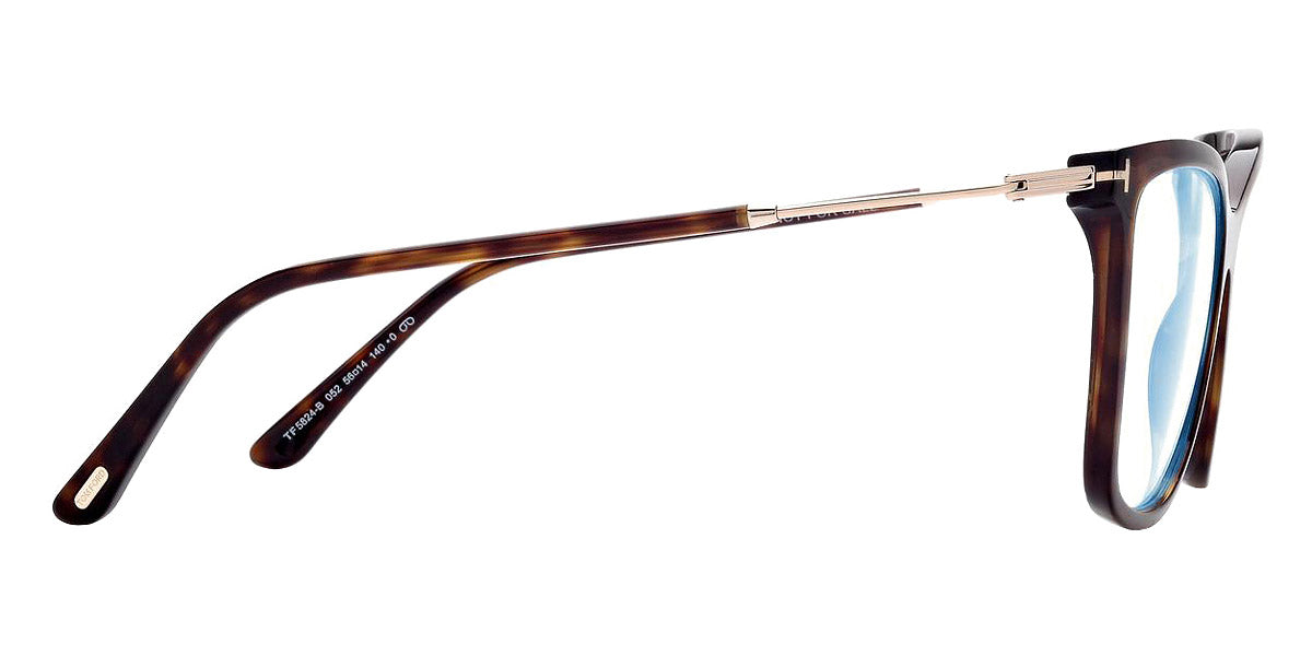 Tom Ford® FT5824-B FT5824-B 052 56 - 052 - Shiny Dark Havana / Blue Block Lenses With Sun Clip Eyeglasses