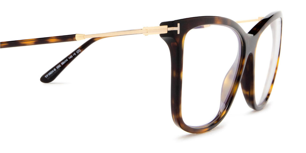 Tom Ford® FT5824-B FT5824-B 052 56 - 052 - Shiny Dark Havana / Blue Block Lenses With Sun Clip Eyeglasses