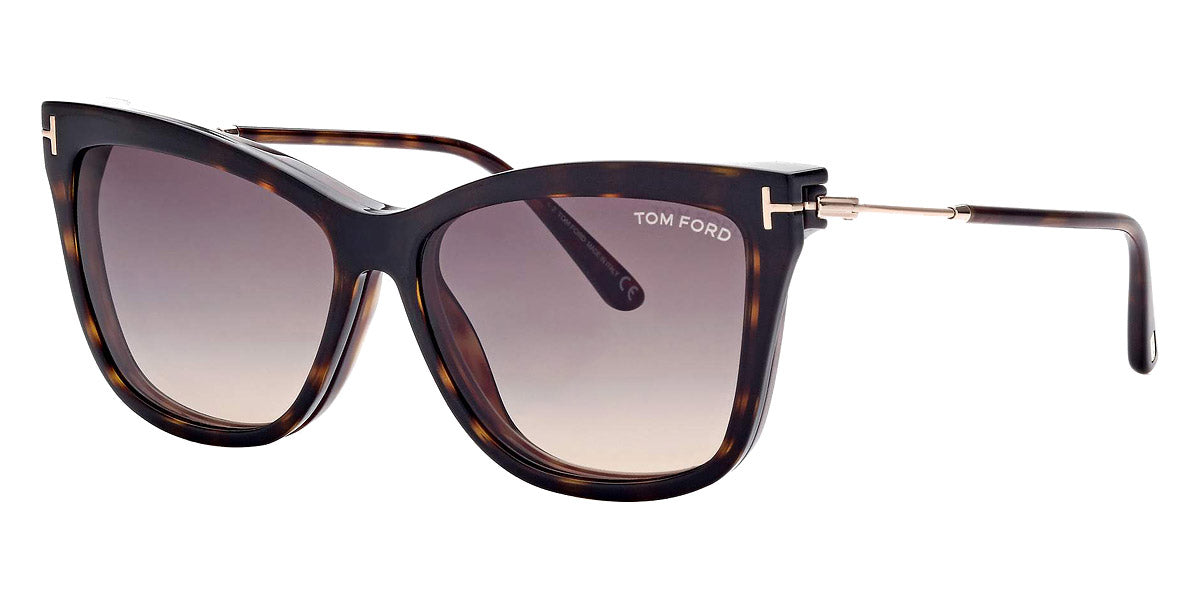 Tom Ford® FT5824-B FT5824-B 052 56 - 052 - Shiny Dark Havana / Blue Block Lenses With Sun Clip Eyeglasses