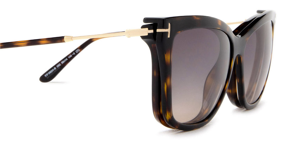 Tom Ford® FT5824-B FT5824-B 052 56 - 052 - Shiny Dark Havana / Blue Block Lenses With Sun Clip Eyeglasses