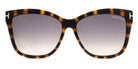 Tom Ford® FT5824-B FT5824-B 052 56 - 052 - Shiny Dark Havana / Blue Block Lenses With Sun Clip Eyeglasses