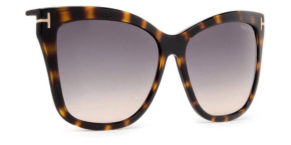 Tom Ford® FT5824-B FT5824-B 052 56 - 052 - Shiny Dark Havana / Blue Block Lenses With Sun Clip Eyeglasses