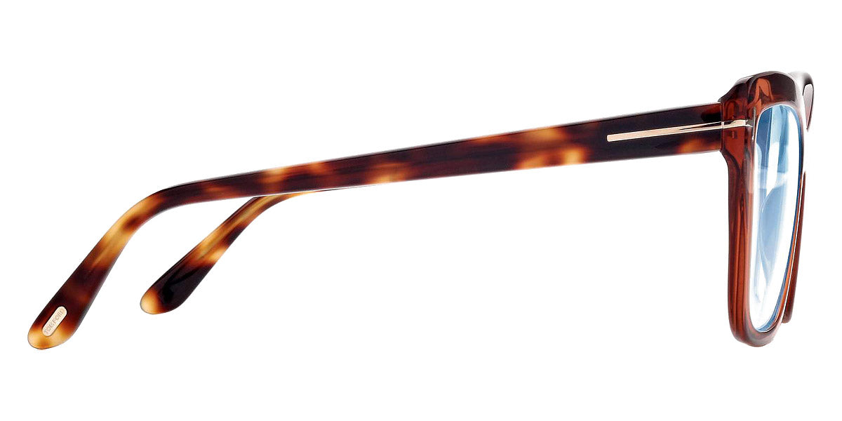 Tom Ford® FT5826-B FT5826-B 048 55 - 048 - Shiny Transparent Brown, Blonde Havana, t" Logo / Blue Block Lenses" Eyeglasses