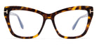 Tom Ford® FT5826-B FT5826-B 052 55 - 052 - Dark Havana, t" Logo / Blue Block Lenses" Eyeglasses