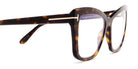 Tom Ford® FT5826-B FT5826-B 052 55 - 052 - Dark Havana, t" Logo / Blue Block Lenses" Eyeglasses