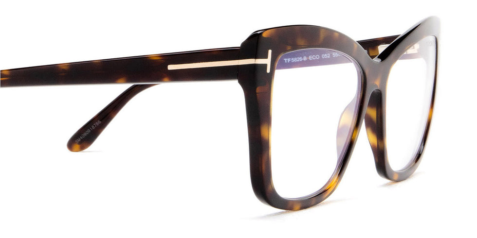 Tom Ford® FT5826-B FT5826-B 052 55 - 052 - Dark Havana, t" Logo / Blue Block Lenses" Eyeglasses