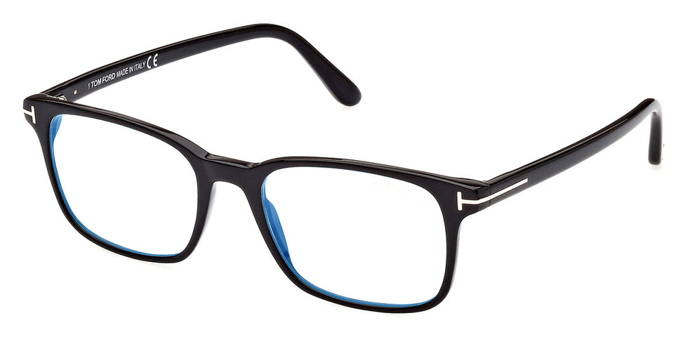 Tom Ford® FT5831-F-B FT5831-F-B 001 55 - 001 - Shiny Black , t" Logo / Blue Block Lenses" Eyeglasses