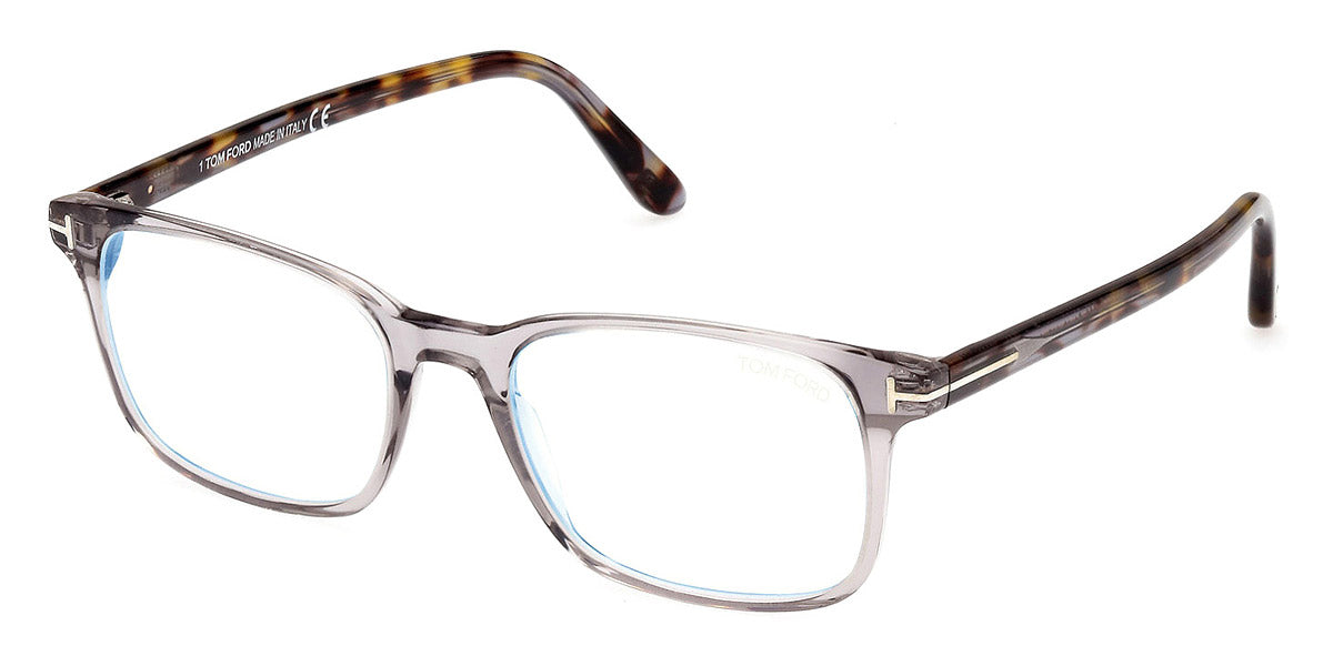 Tom Ford® FT5831-F-B FT5831-F-B 020 55 - 020 - Shiny Transparent Grey, t" Logo / Blue Block Lenses" Eyeglasses