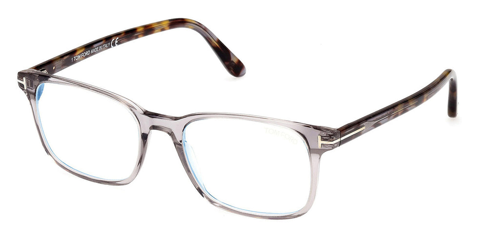 Tom Ford® FT5831-F-B FT5831-F-B 020 55 - 020 - Shiny Transparent Grey, t" Logo / Blue Block Lenses" Eyeglasses