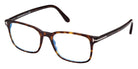 Tom Ford® FT5831-F-B FT5831-F-B 052 55 - 052 - Shiny Dark Havana, t" Logo / Blue Block Lenses" Eyeglasses