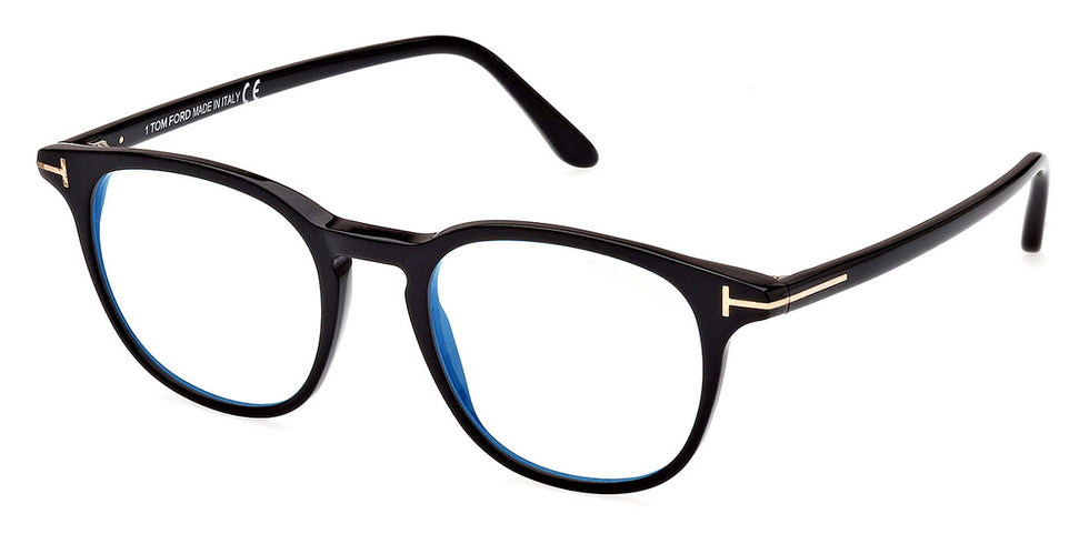Tom Ford® FT5832-B FT5832-B 001 50 - 001 - Shiny Black , t" Logo / Blue Block Lenses" Eyeglasses