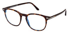 Tom Ford® FT5832-B FT5832-B 052 50 - 052 - Shiny Dark Havana, t" Logo / Blue Block Lenses" Eyeglasses