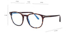 Tom Ford® FT5832-B FT5832-B 052 50 - 052 - Shiny Dark Havana, t" Logo / Blue Block Lenses" Eyeglasses