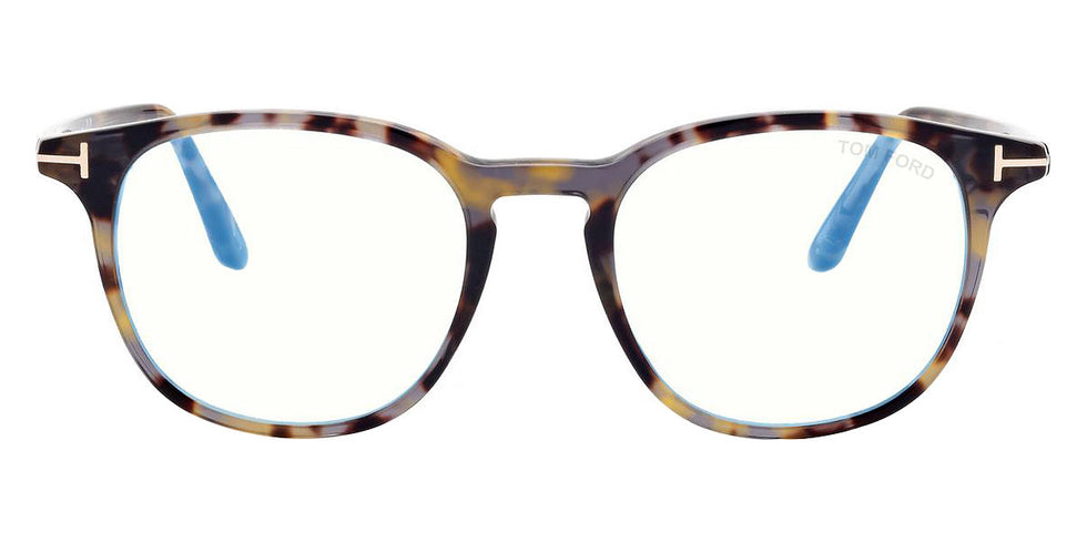 Tom Ford® FT5832-B FT5832-B 055 50 - 055 - Shiny Coloured Havana, t" Logo / Blue Block Lenses" Eyeglasses