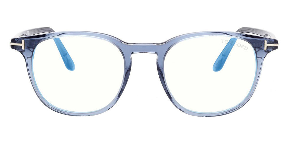 Tom Ford® FT5832-B FT5832-B 090 50 - 090 - Shiny Transparent Blue, t" Logo / Blue Block Lenses" Eyeglasses