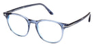 Tom Ford® FT5832-B FT5832-B 090 50 - 090 - Shiny Transparent Blue, t" Logo / Blue Block Lenses" Eyeglasses