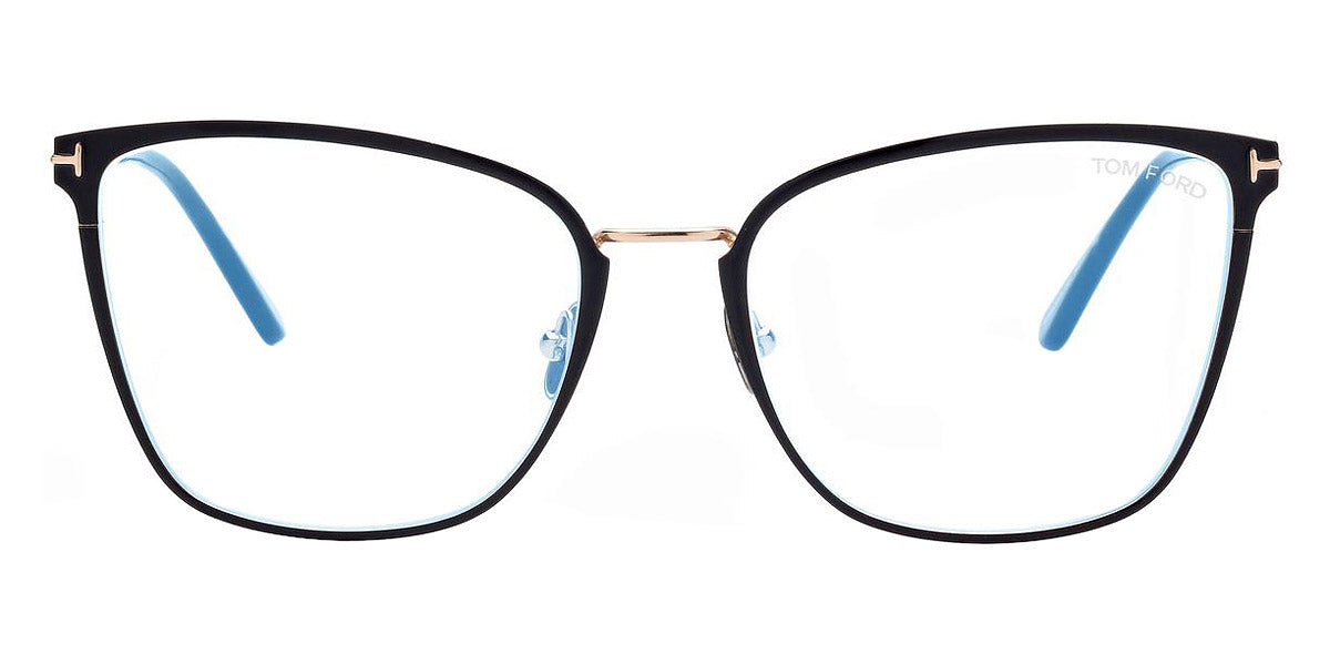 Tom Ford® FT5839-B FT5839-B 001 56 - 001 - Shiny Black, t" Logo / Blue Block Lenses" Eyeglasses