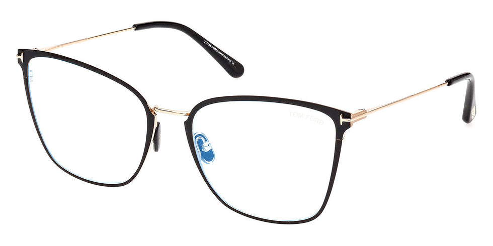 Tom Ford® FT5839-B FT5839-B 001 56 - 001 - Shiny Black, t" Logo / Blue Block Lenses" Eyeglasses