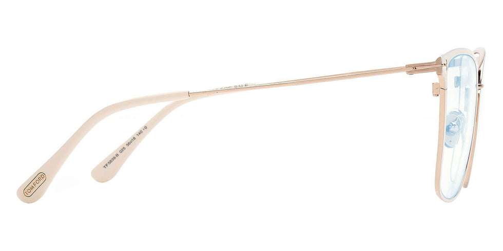 Tom Ford® FT5839-B FT5839-B 025 56 - 025 - Shiny Ivory, t" Logo / Blue Block Lenses" Eyeglasses