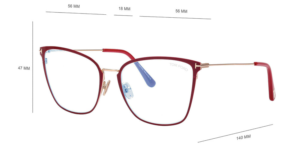 Tom Ford® FT5839-B FT5839-B 075 56 - 075 - Shiny Fuchsia, t" Logo / Blue Block Lenses" Eyeglasses