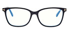 Tom Ford® FT5842-B FT5842-B 090 54 - 090 - Shiny Blue, t" Logo / Blue Block Lenses" Eyeglasses