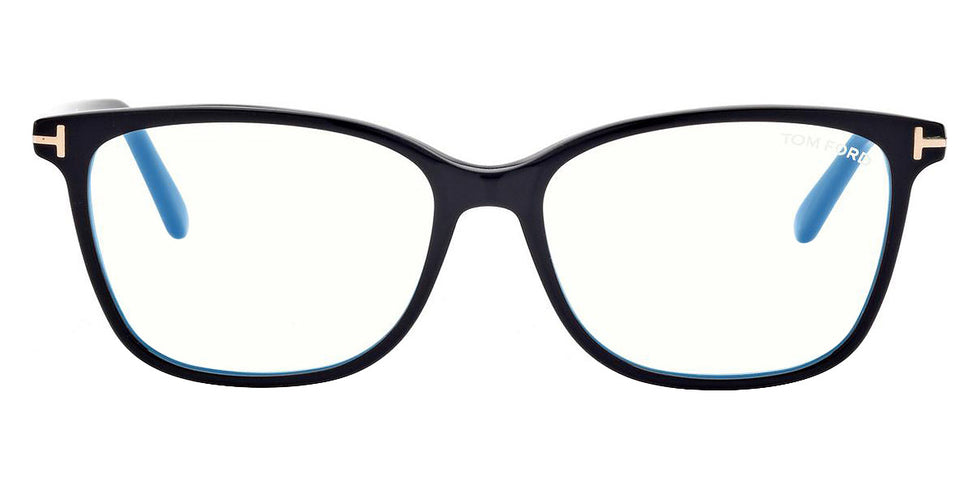 Tom Ford® FT5842-B FT5842-B 090 54 - 090 - Shiny Blue, t" Logo / Blue Block Lenses" Eyeglasses
