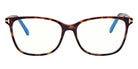 Tom Ford® FT5842-B FT5842-B 052 56 - 052 - Shiny Dark Havana, t" Logo / Blue Block Lenses" Eyeglasses
