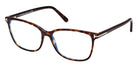 Tom Ford® FT5842-B FT5842-B 052 54 - 052 - Shiny Dark Havana, t" Logo / Blue Block Lenses" Eyeglasses