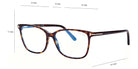 Tom Ford® FT5842-B FT5842-B 052 54 - 052 - Shiny Dark Havana, t" Logo / Blue Block Lenses" Eyeglasses