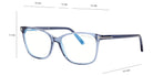 Tom Ford® FT5842-B FT5842-B 090 56 - 090 - Shiny Blue, t" Logo / Blue Block Lenses" Eyeglasses