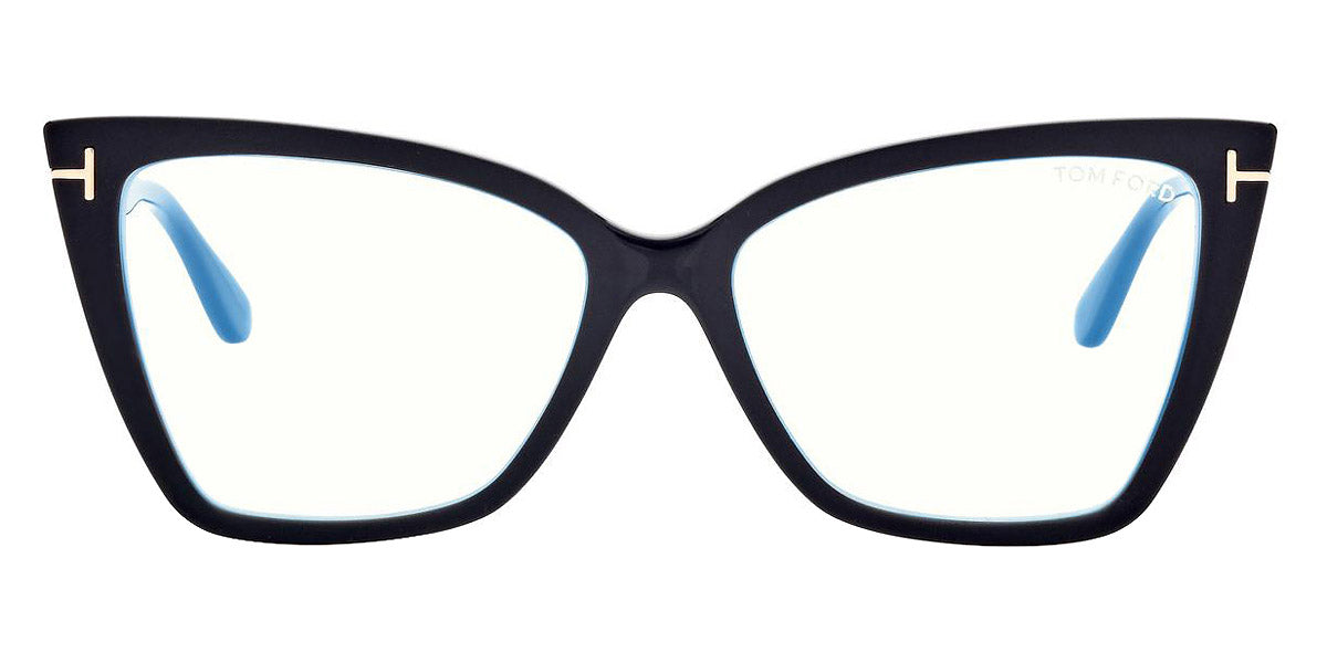 Tom Ford® FT5844-B FT5844-B 005 55 - 005 - Matte Black, t" Logo / Blue Block Lenses" Eyeglasses